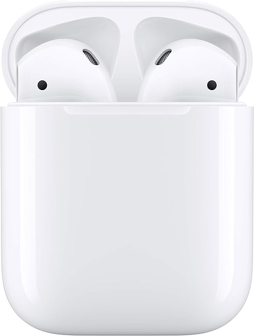 a pair of white earbuds
