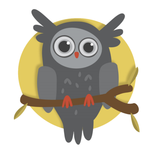 a cartoon owl on a branch