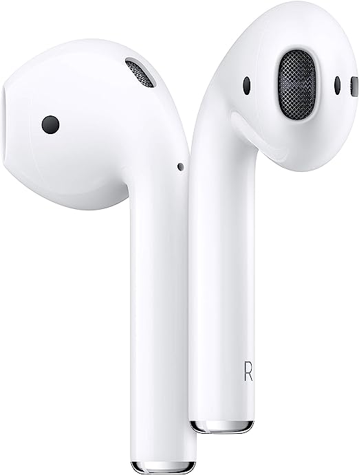 a pair of white earbuds